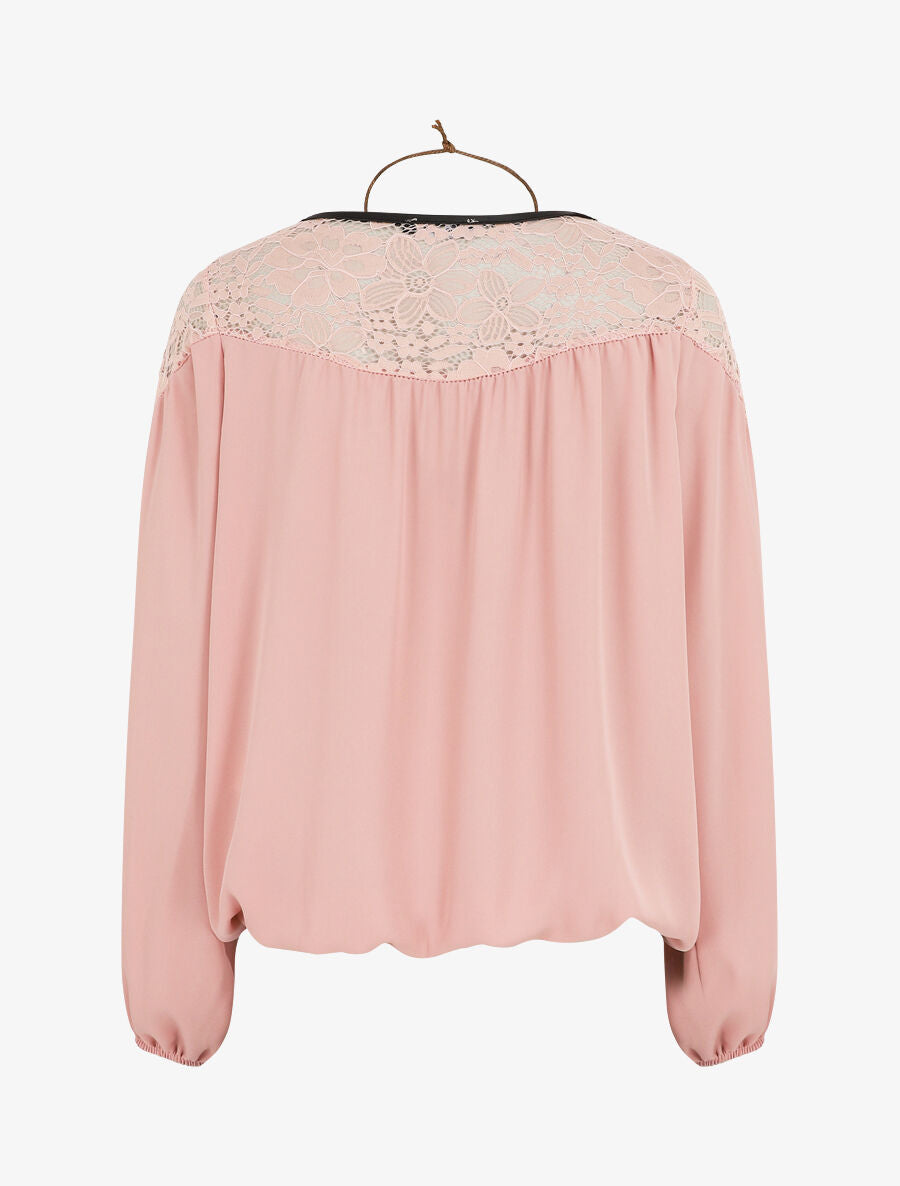 Top fluide à dentelle - Rose - 2