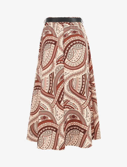 Jupe longue imprimé ethnique - Marron - 2