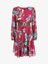 Robe patineuse imprimé grandes fleurs - Mauve - 1