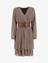 Robe col cache-coeur imprimé mosaïque - Marron - 1