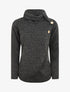 Pull droit boutonné à col roulé - Noir - 1
