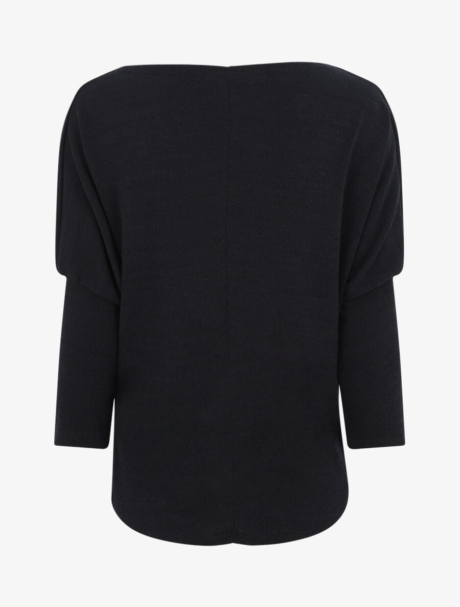 Pull loose col bénitier - Noir - 2
