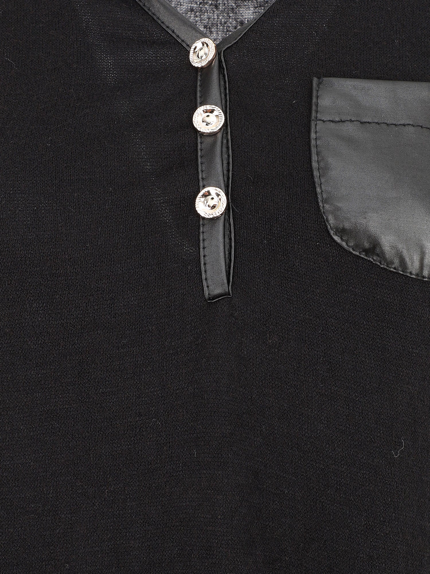Pull fin droit à poche plaquée - Noir - 3