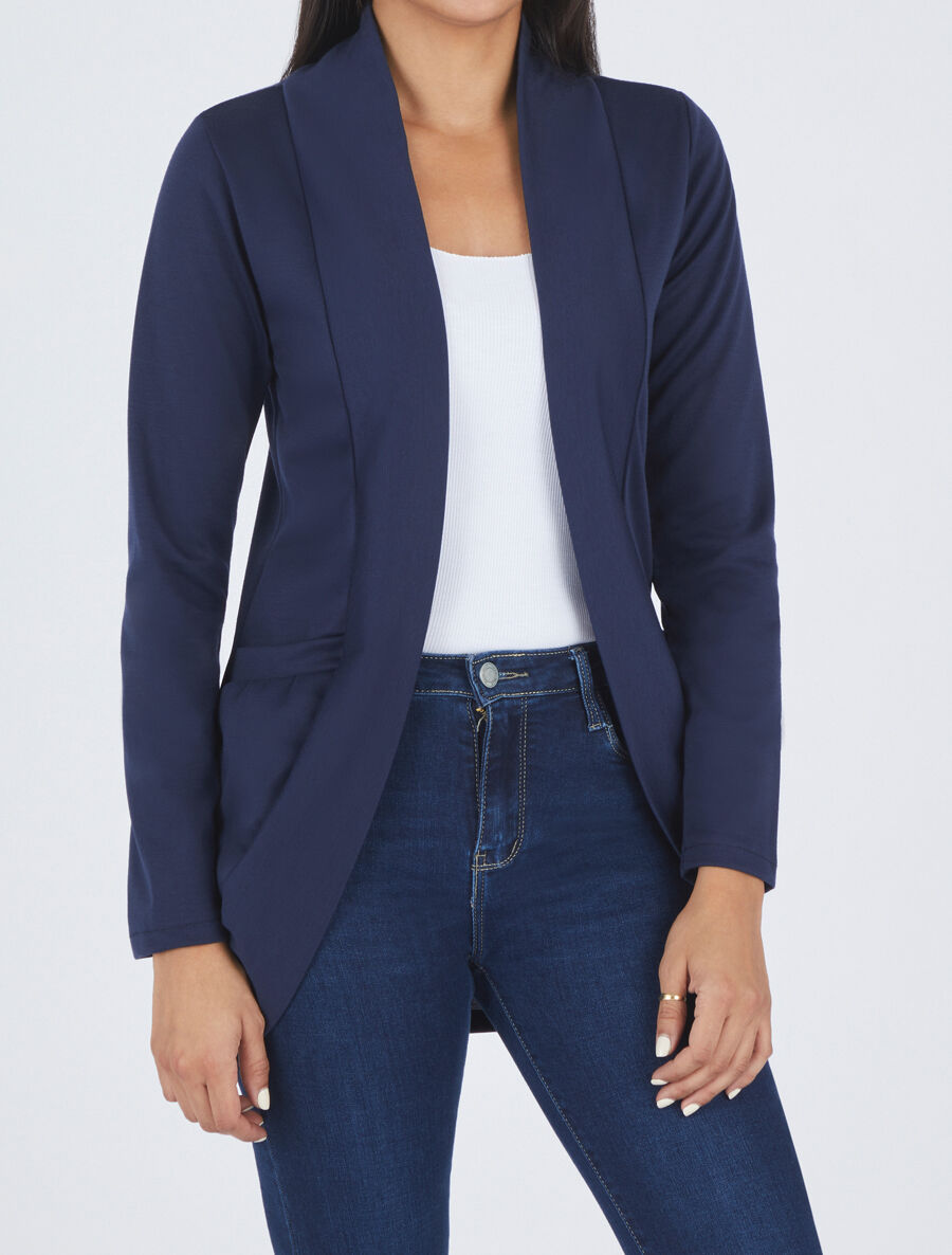 Veste légère ouverte à poches plaquées - Marine - 4