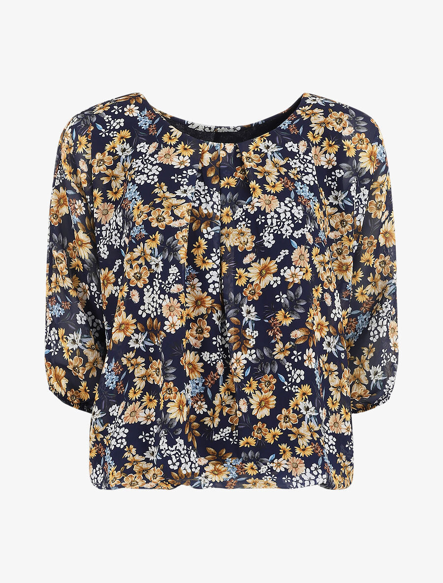 Blouse imprimé fleurs des champs - Bleu - 1