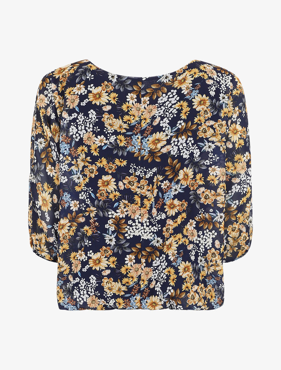 Blouse imprimé fleurs des champs - Bleu - 2