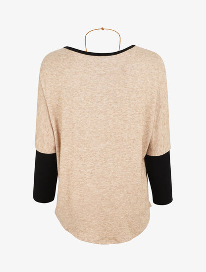 Pull chauve-souris à bas asymétrique - Camel - 2