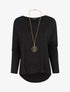 Pull chauve-souris à bas asymétrique - Noir - 4