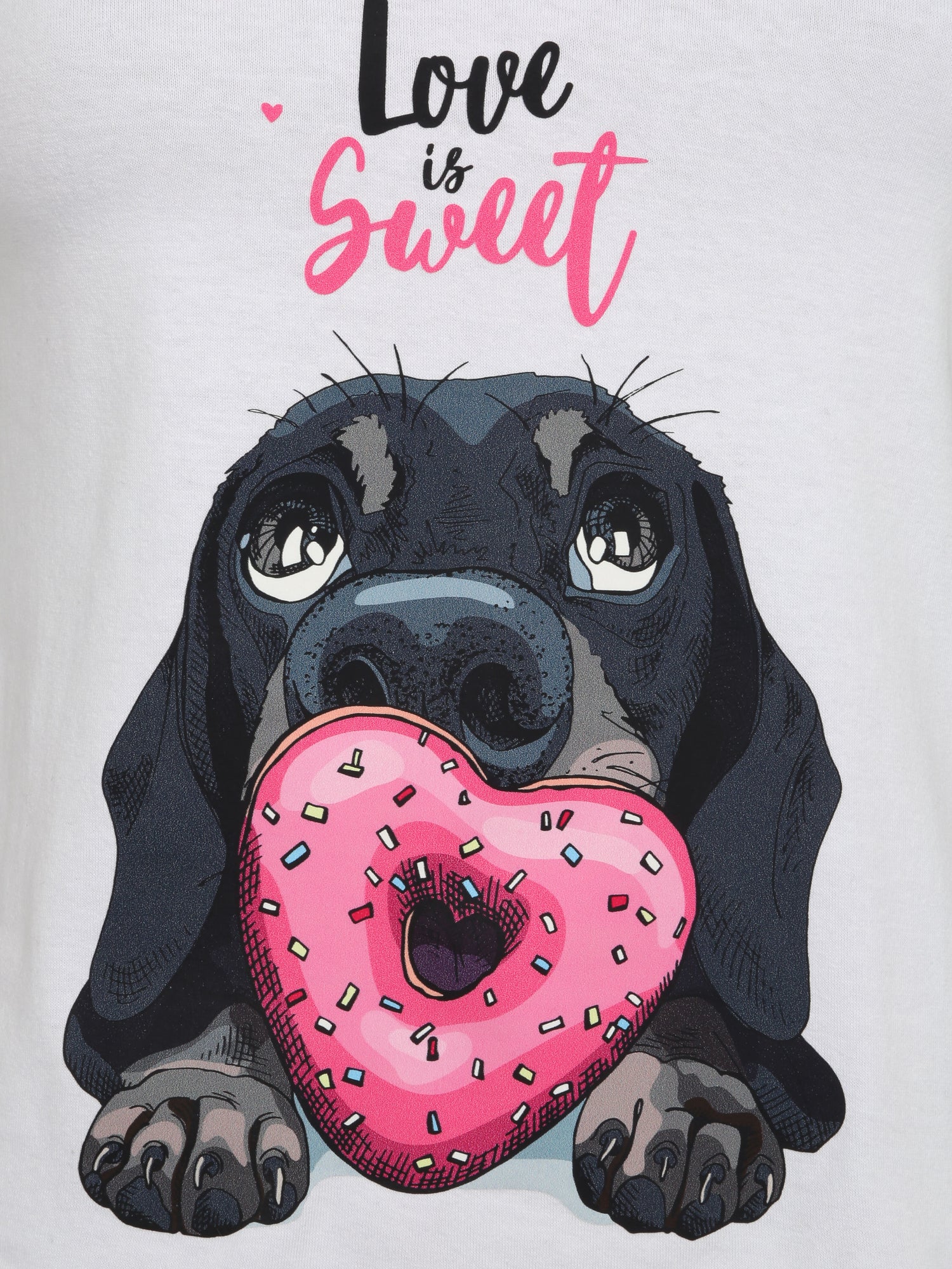T-shirt slim Love is sweet - Blanc - 3