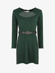 Robe pull courte à dos ajouré - Vert foncé - 1