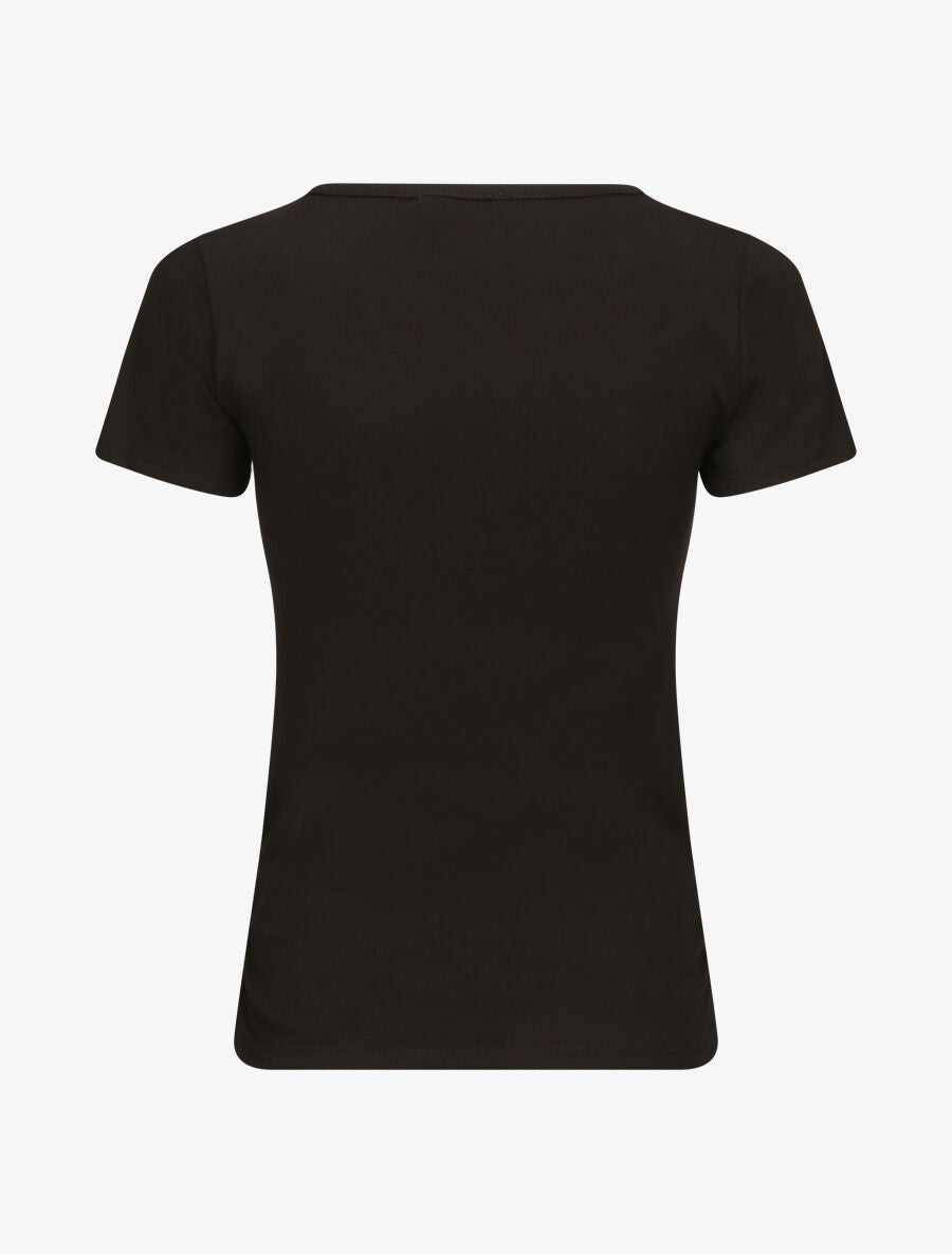 T-shirt à col V - Noir - 2