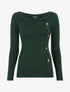 Pull fin à boutons décoratifs - Vert foncé - 1