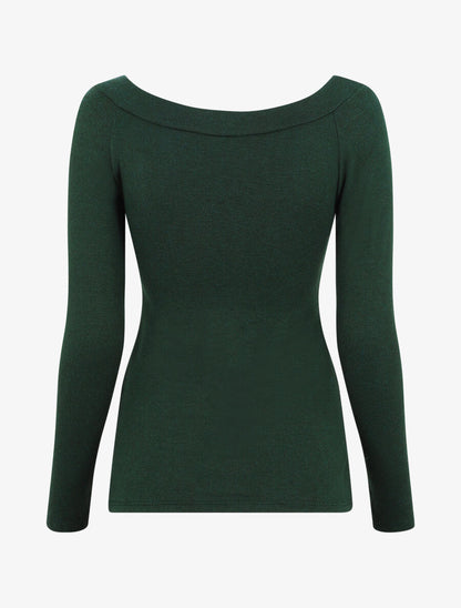 Pull fin à boutons décoratifs - Vert foncé - 2