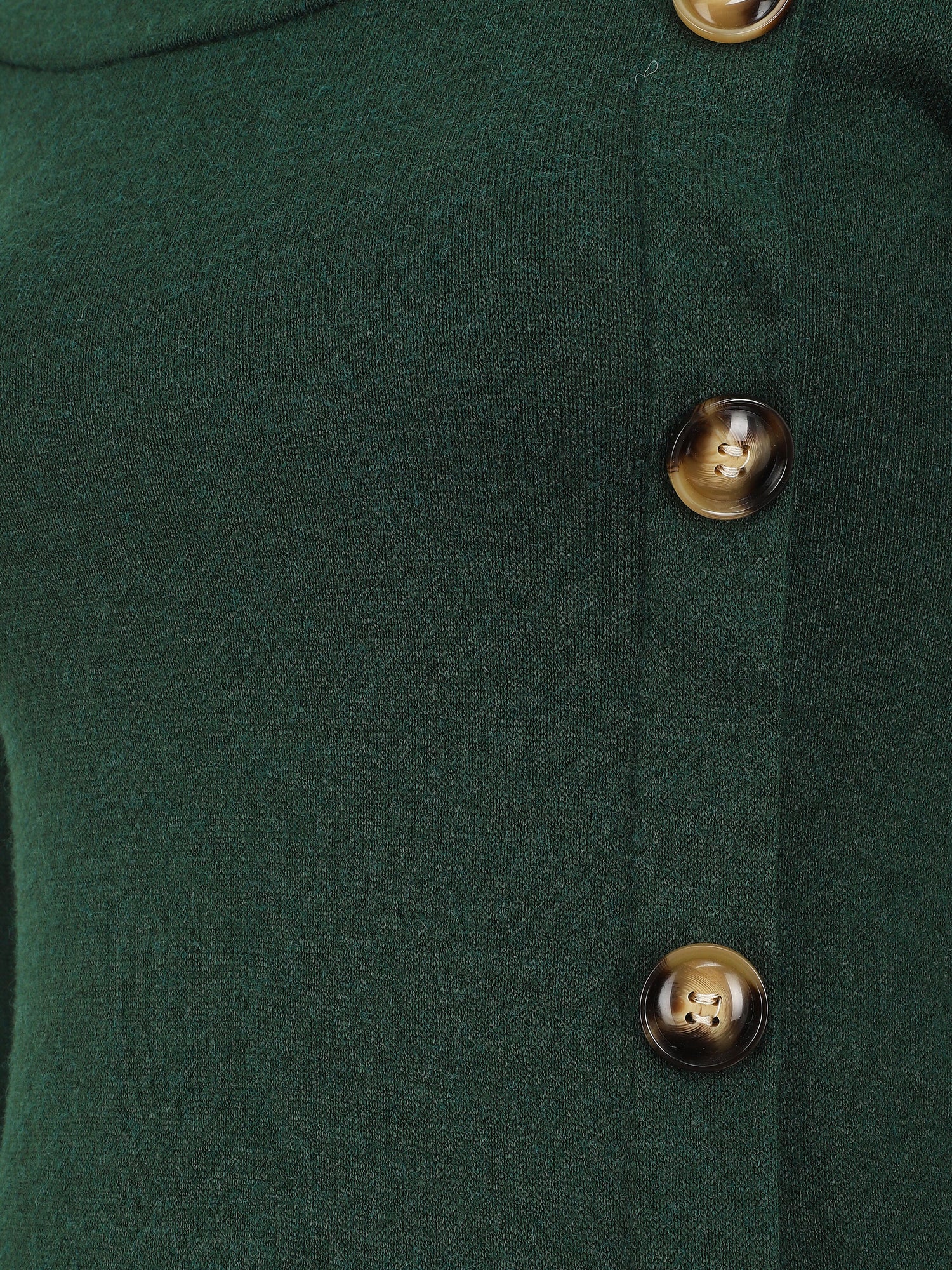 Pull fin à boutons décoratifs - Vert foncé - 3