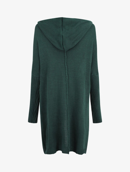 Gilet mi-long à capuche - Vert sapin - 2