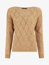 Pull uni en maille ajourée - Camel - 1