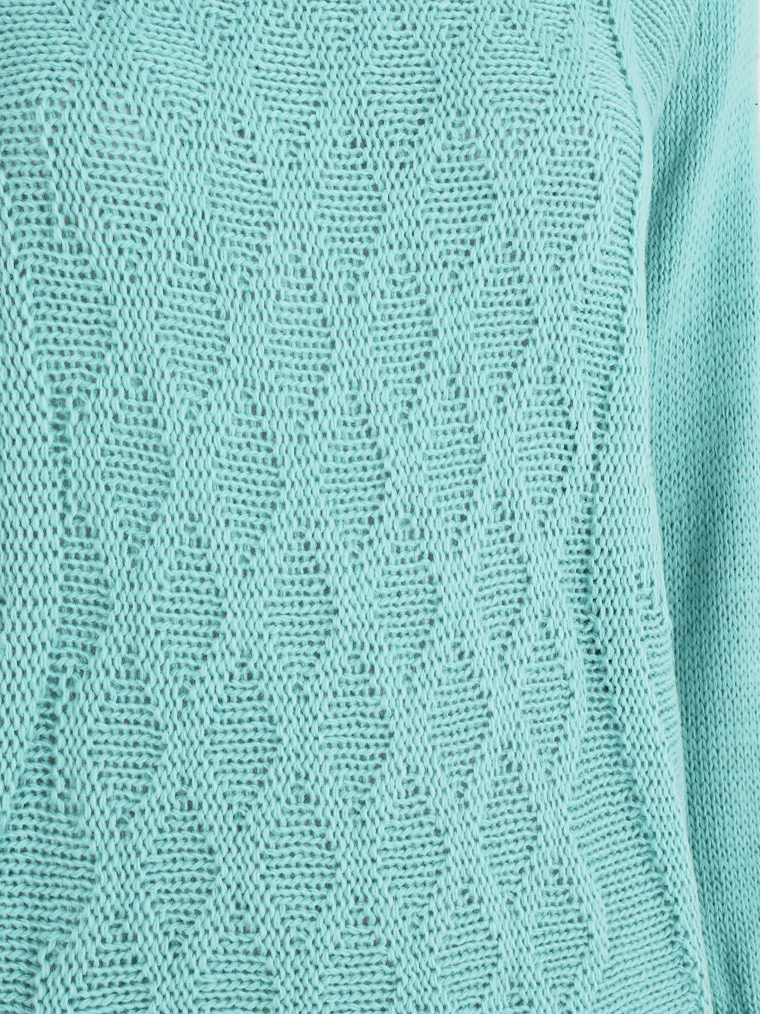 Pull uni en maille motif losange - Bleu clair - 3