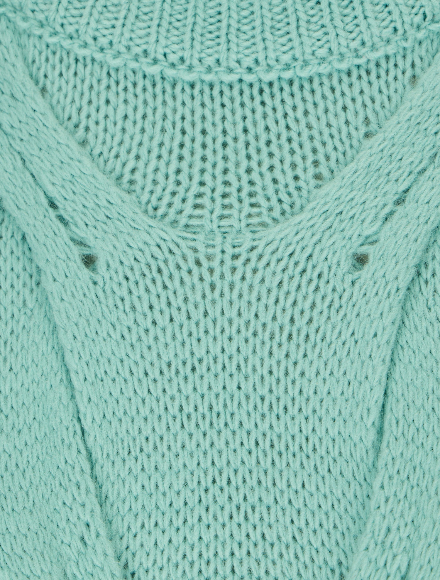 Pull torsadé et bords côtelés - Turquoise - 3