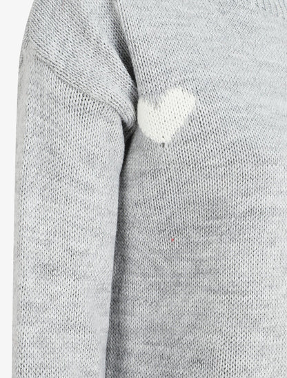 Pull droit à coeur - Gris - 3