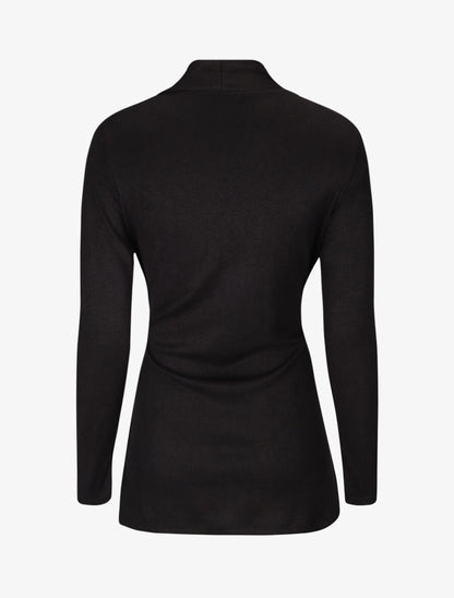 Gilet mi-long uni et ceinturé - Noir - 2