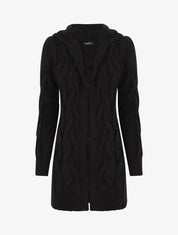 Gilet mi-long à capuche - Noir - 4