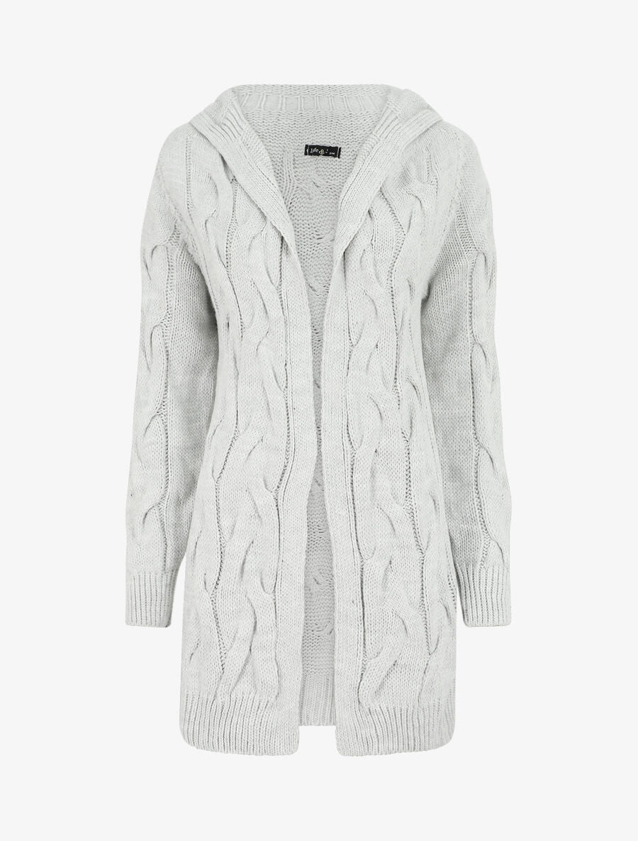 Gilet mi-long à capuche - Gris clair - 4