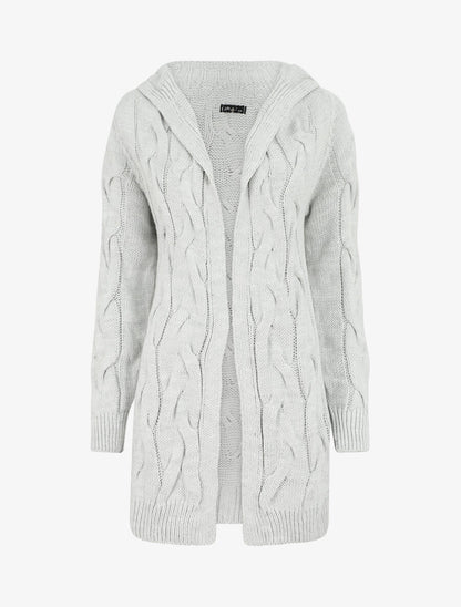Gilet mi-long à capuche - Gris clair - 4