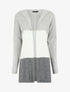 Gilet mi-long rayé à capuche - Blanc/gris - 1