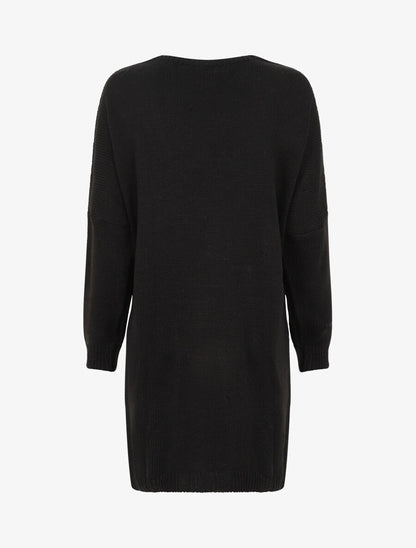 Gilet long ouvert à manches chauve-souris - Noir - 2
