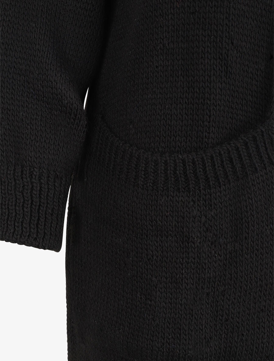 Gilet long ouvert à manches chauve-souris - Noir - 3