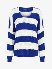 Pull rayé ample - Bleu électrique - 5