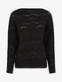 Pull droit uni en maille ajourée - Noir - 4
