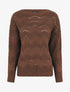 Pull droit uni en maille ajourée - Marron - 1