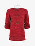 Pull à base asymétrique et manches retroussables - Rouge - 1