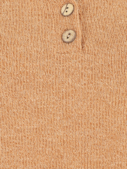 Pull côtelé à boutons - Camel - 3