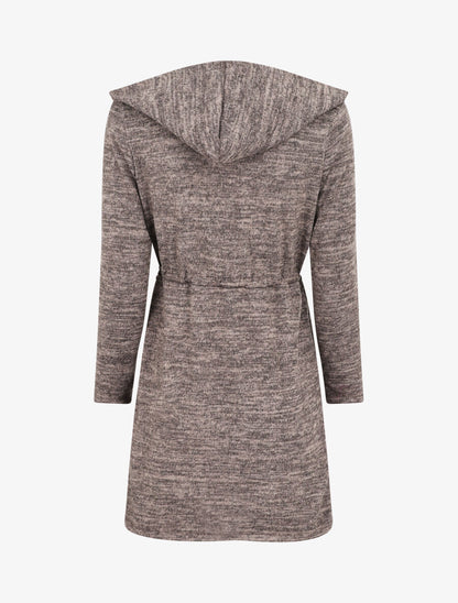 Gilet mi-long à capuche et liens - Taupe - 2