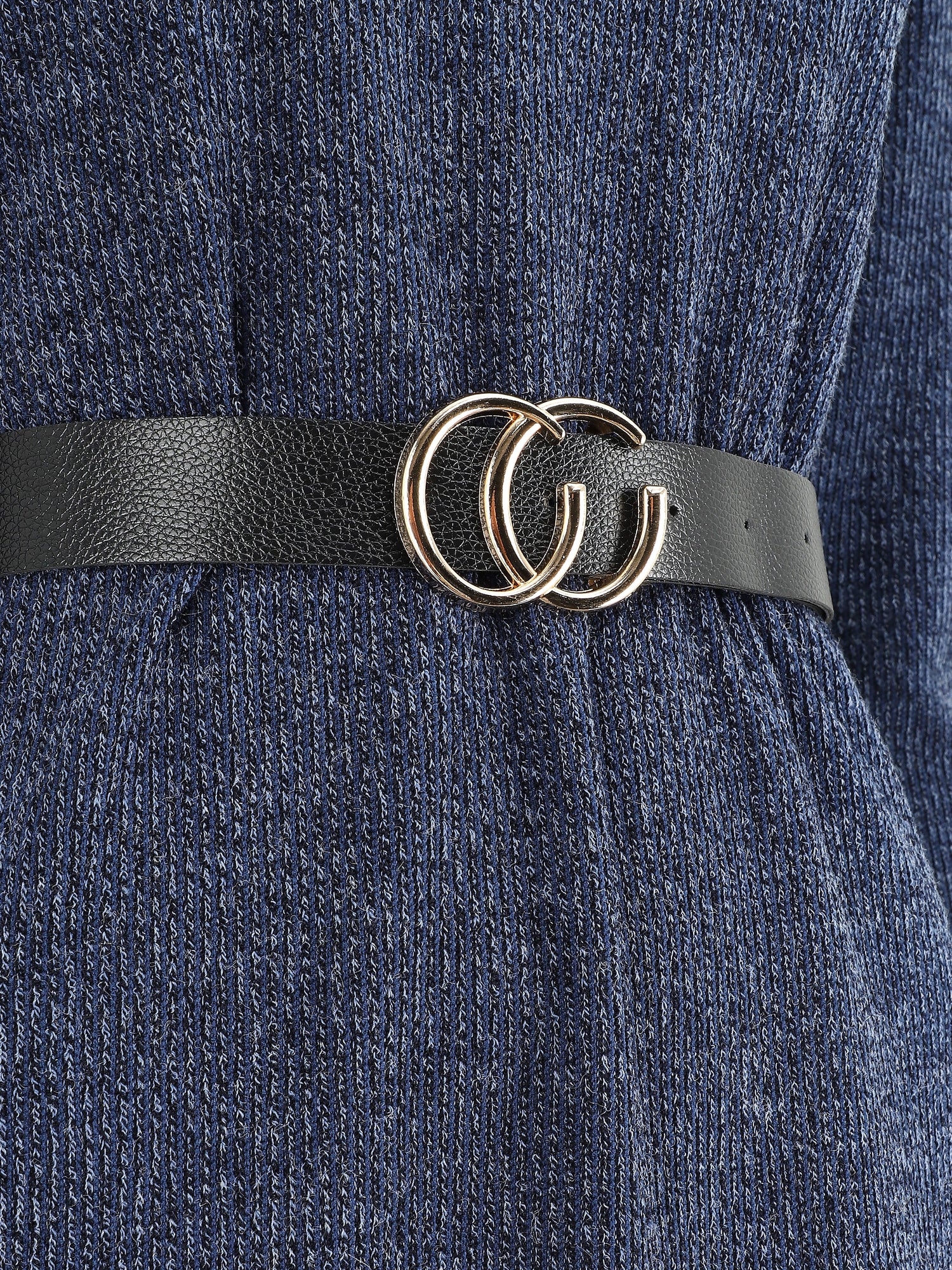 Robe pull droite à manches longues - Bleu foncé - 3