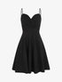 Robe patineuse courte à bretelles - Noir - 1