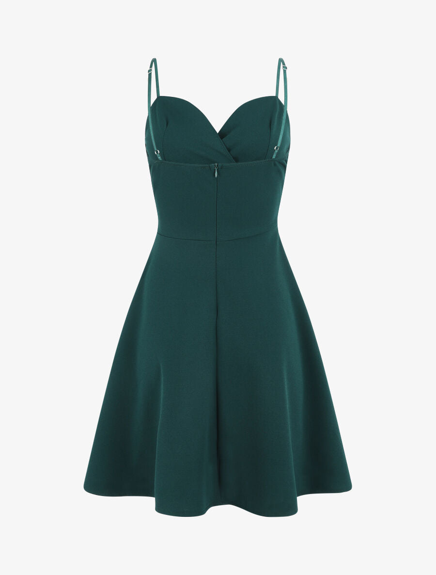 Robe patineuse courte à bretelles - Vert sapin - 3