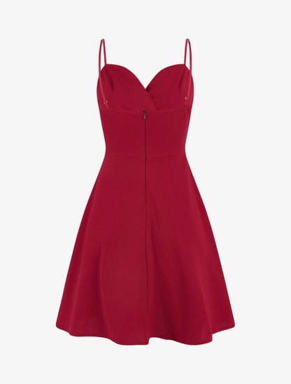 Robe patineuse courte à bretelles - Framboise - 3