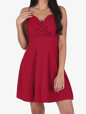 Robe patineuse courte à bretelles - Framboise - 1