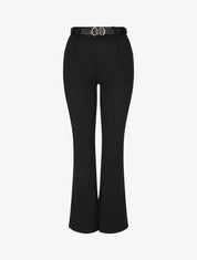 Pantalon à pince droit uni - Noir - 4