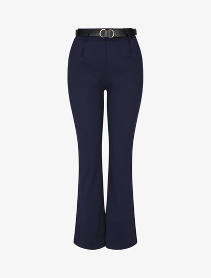 Pantalon à pince droit uni - Marine - 4