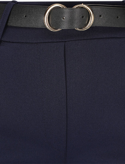 Pantalon à pince droit uni - Marine - 3