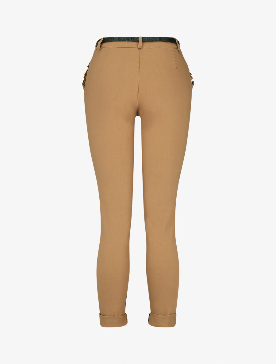 Pantalon 7/8 à revers et poches volantées - Camel - 2