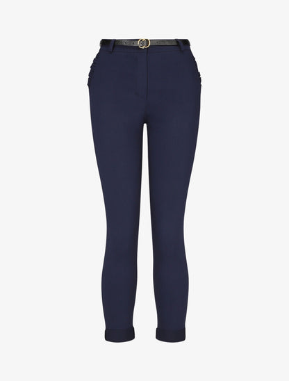 Pantalon 7/8 à revers et poches volantées - Marine - 1