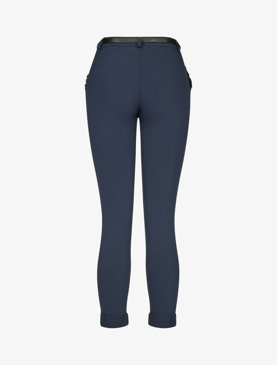 Pantalon 7/8 à revers et poches volantées - Marine - 2
