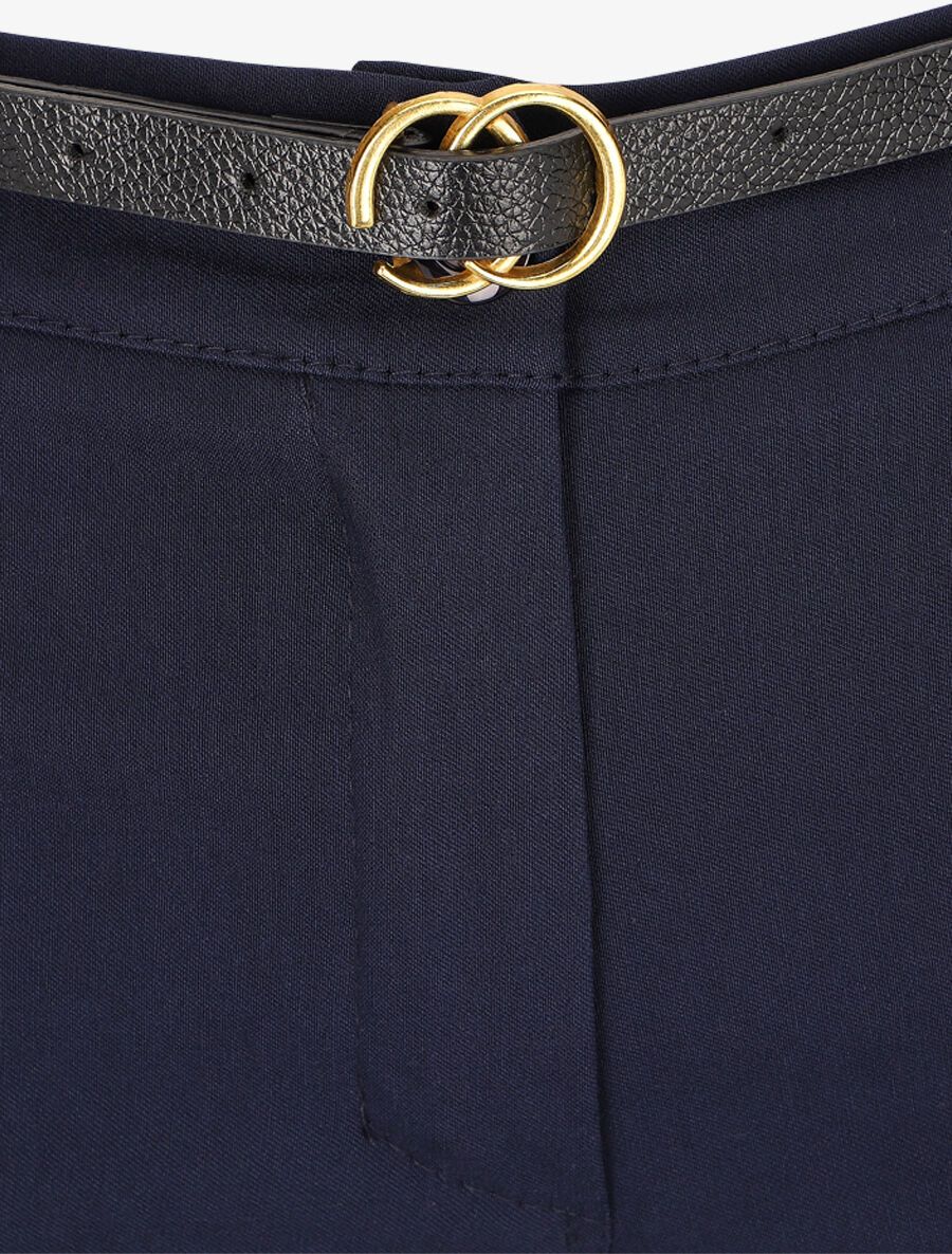 Pantalon 7/8 à revers et poches volantées - Marine - 3