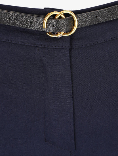 Pantalon 7/8 à revers et poches volantées - Marine - 3