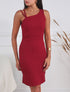 Robe fourreau à bretelles asymétrique - Rouge - 1
